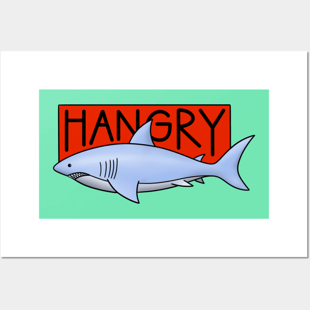 Hangry Shark Blue Wall Art by Christine Parker & Co